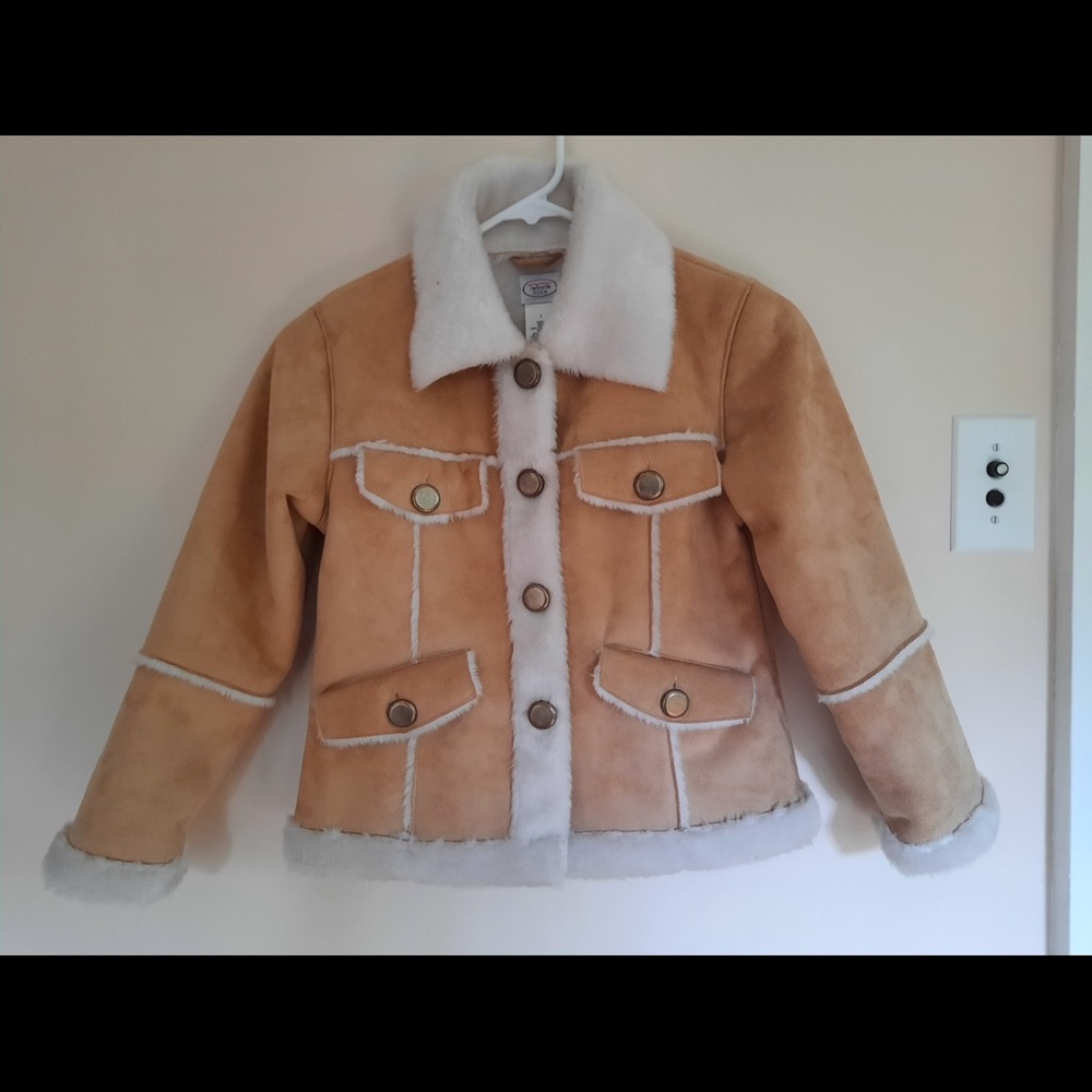 Talbots Kids suede faux fur-lined dress coat